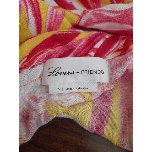 Lovers + Friends Mini Wrap Skirt Sz S Tropical Yellow Pink SOLD ON EBAY - Picture 8 of 9